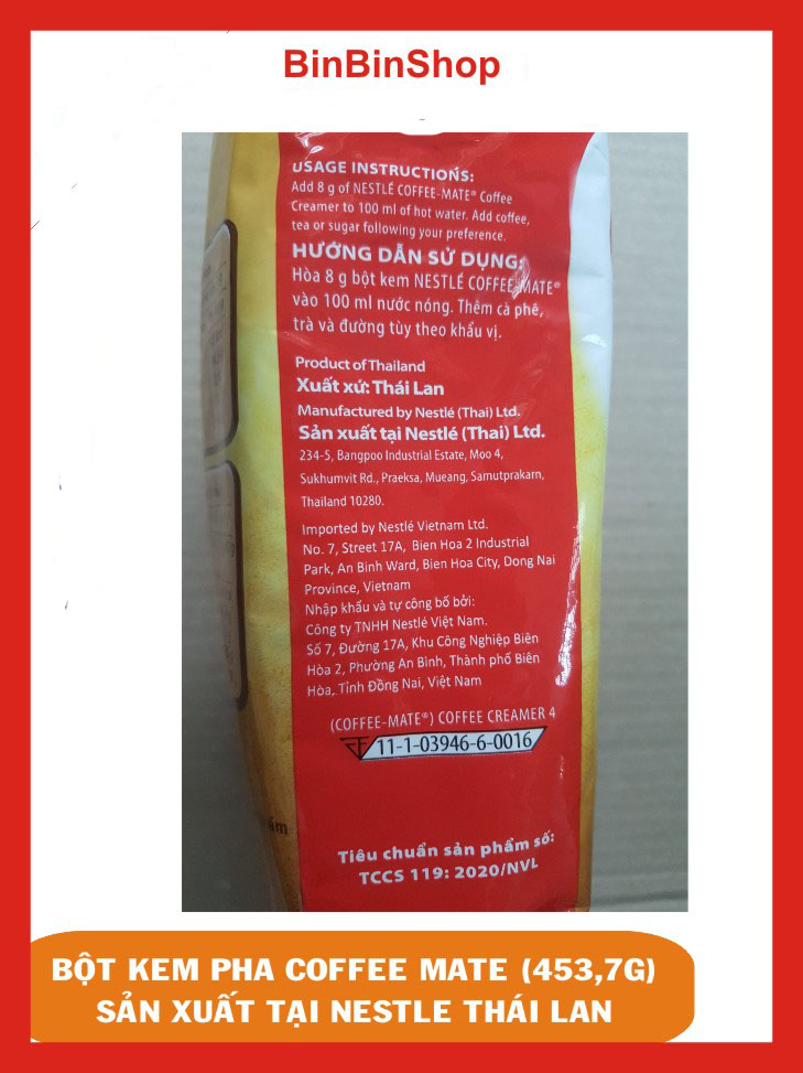 Bột kem coffee mate 453,7G