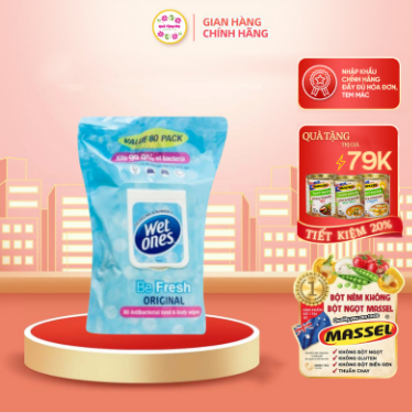 khăn giấy ướt Wet Ones diệt 99% vi khuẩn, vi rút gây bệnh, bảo vệ sức khỏe
