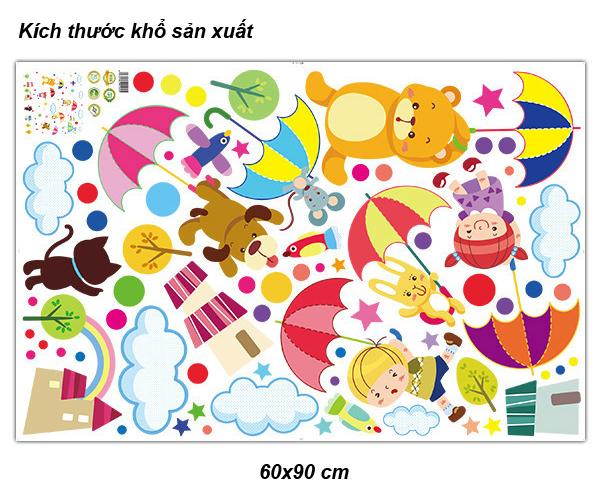 Decal dán tường Bé che ô- T42-vivadecal