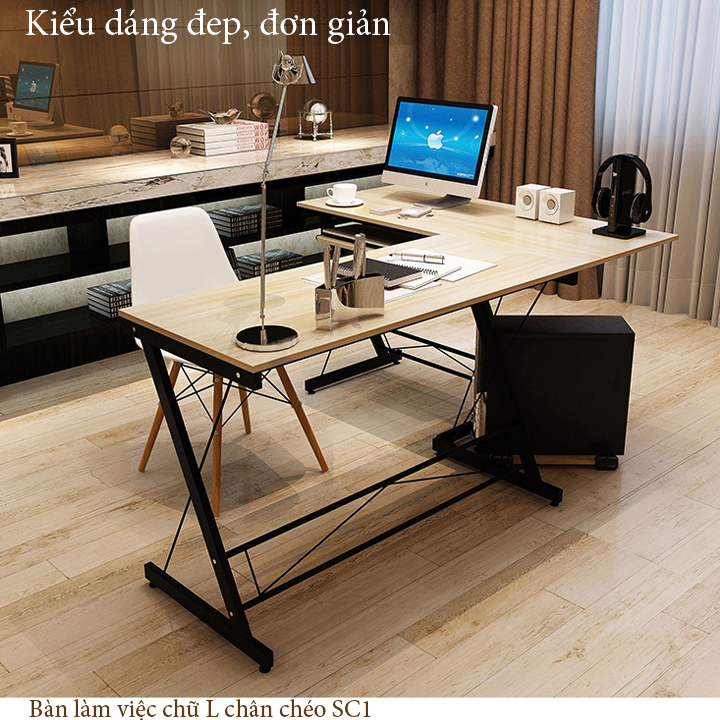 Electrostatic paint sturdy steel frame medium density fiberboard L-shaped workbench for home office smart