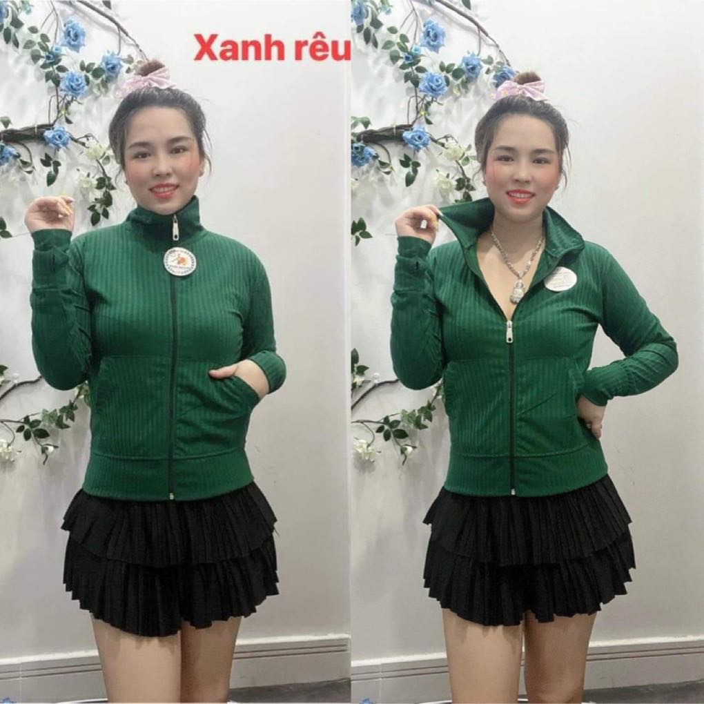 Áo khoát gân đũa cổ trụ thời trang cao cấp hàng vnxk