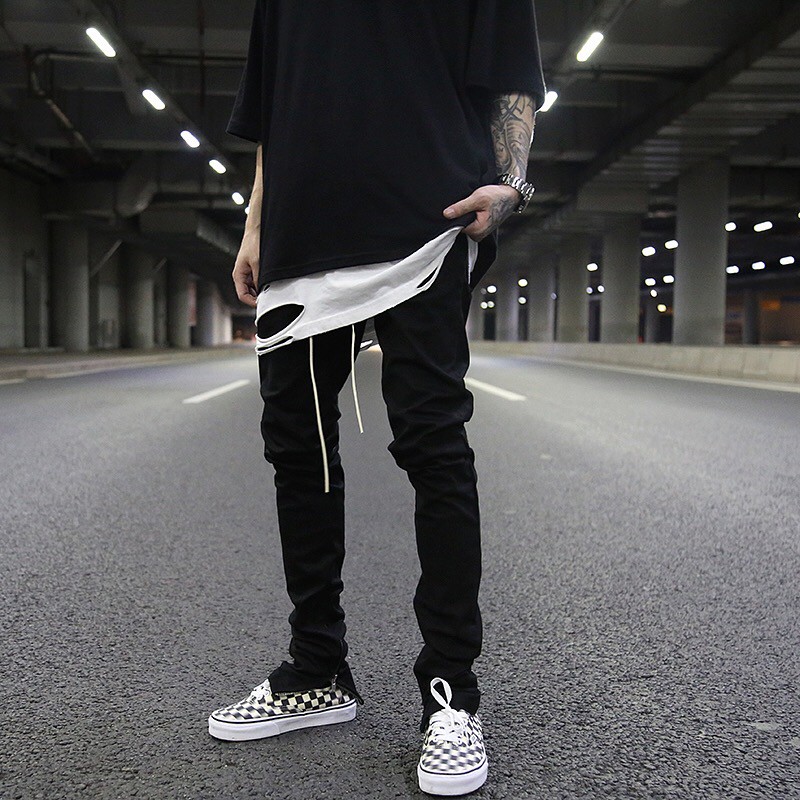 [HCM]Quần Jean Nam đen trơn Skinny Zipper (có zip ở ống quần)