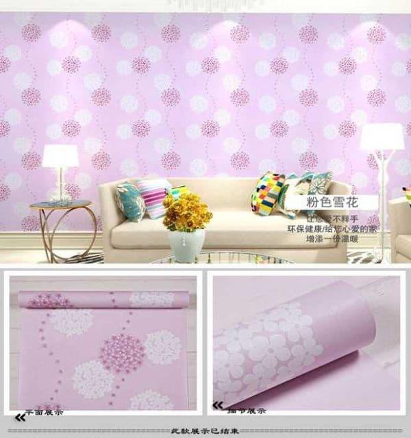 Giấy dán tường hình tú cầu hồng ( cuộn dài 10m khổ rộng 45cm, có sẵn keo)