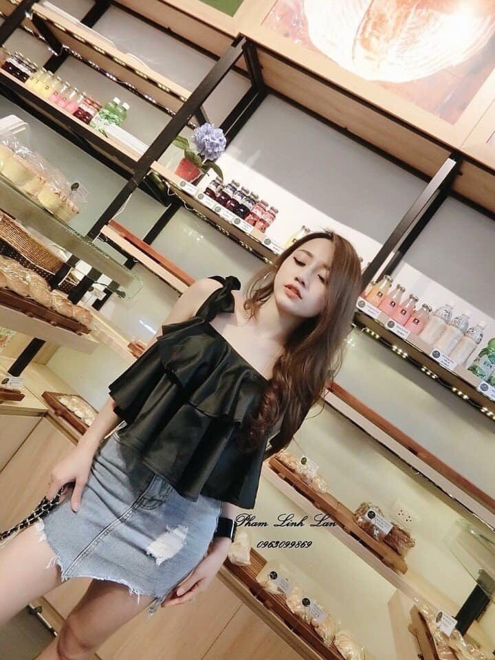 Áo voan hai dây thắt nơ xếp tầng nữ tính TTSLA0091