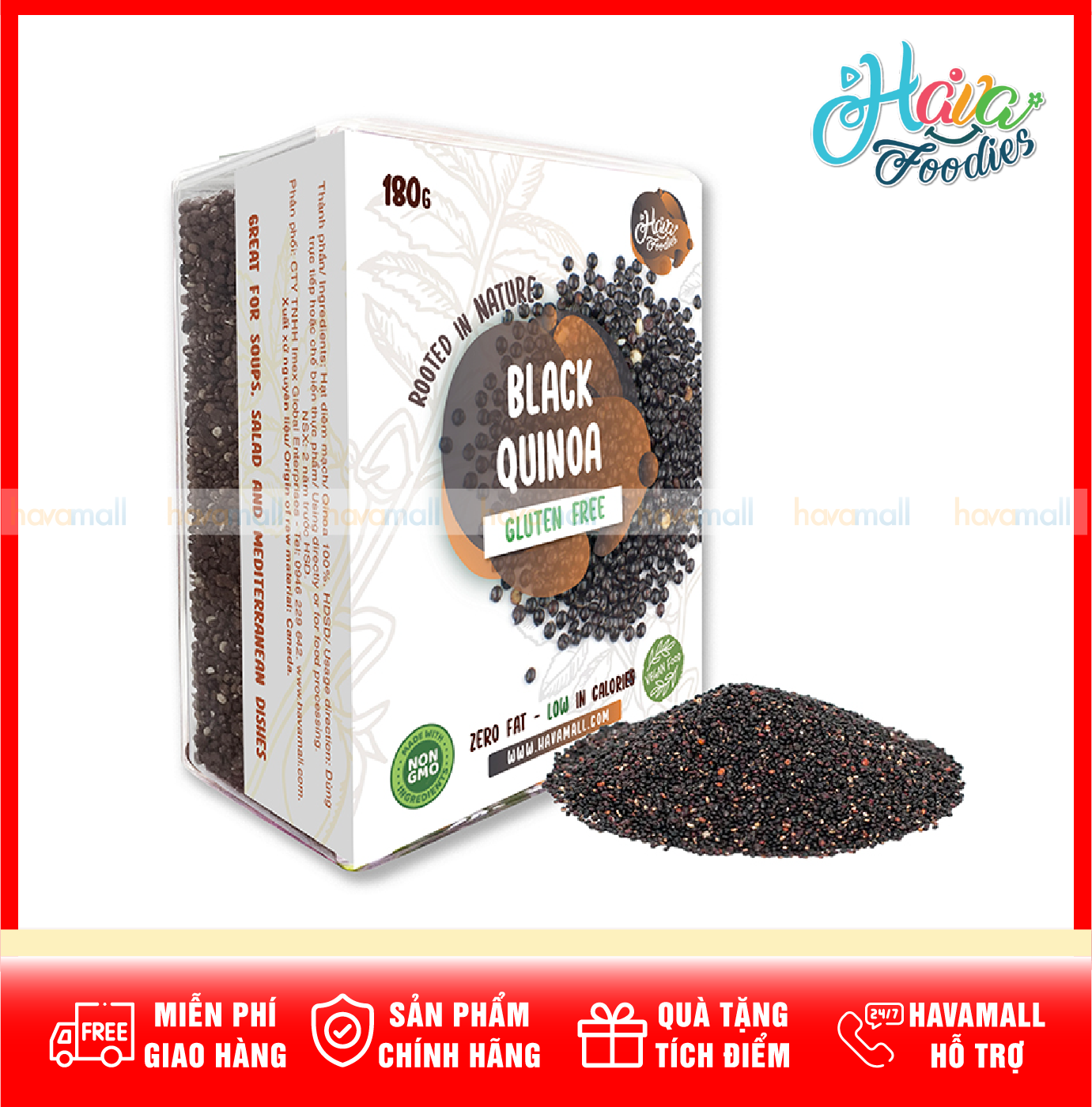 Hạt diêm mạch havafoodies hộp nhựa cao cấp 180g – quinoa seed
