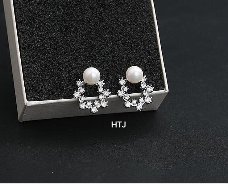 Bông tai nữ bạc ta gắn trai MS65a