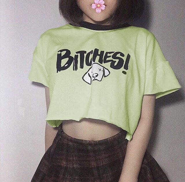 [HCM]Áo croptop nữ in hình BITCHES cực hot