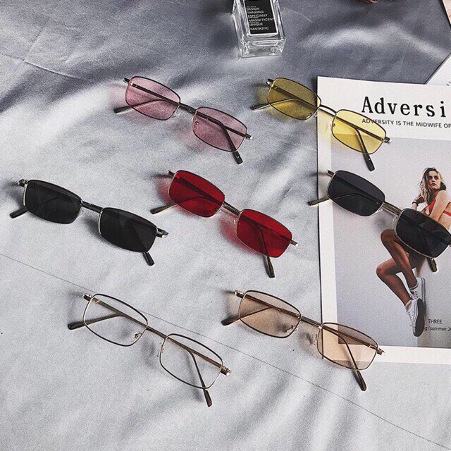 Kính râm kính mát hottrend tiktok  chữ nhật nhỏ hàn quốc bé xíu, kính nhỏ xíu