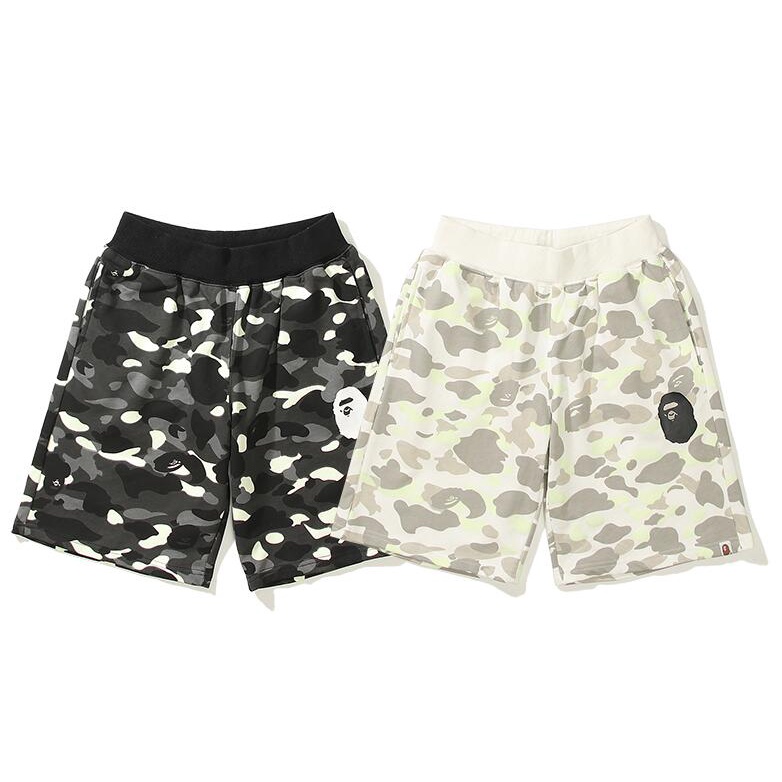 Bape thời trang in cotton unisex quần short giản dị