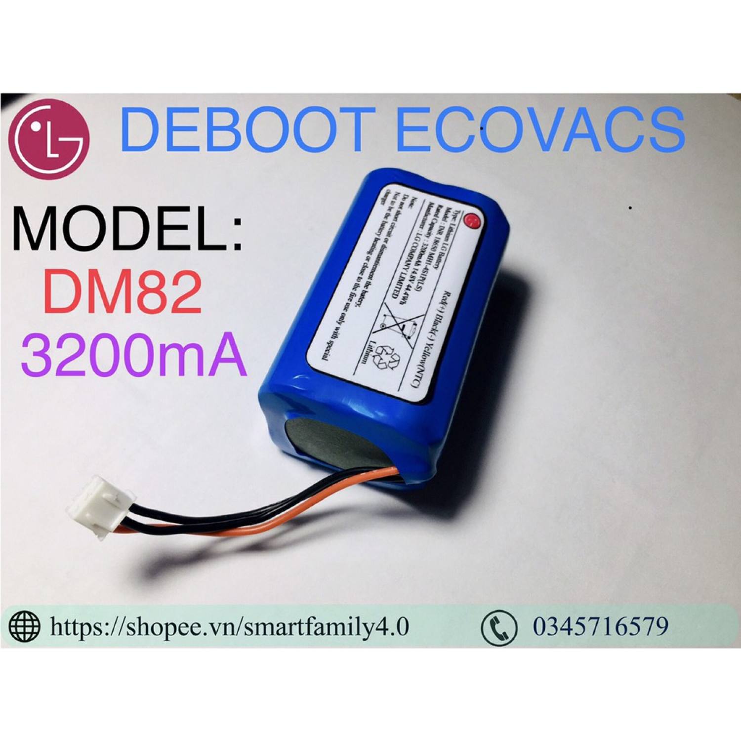 Pin lg 3000-3200ma nâng cấp cho robot hút bụi deboot ecovacs dm82