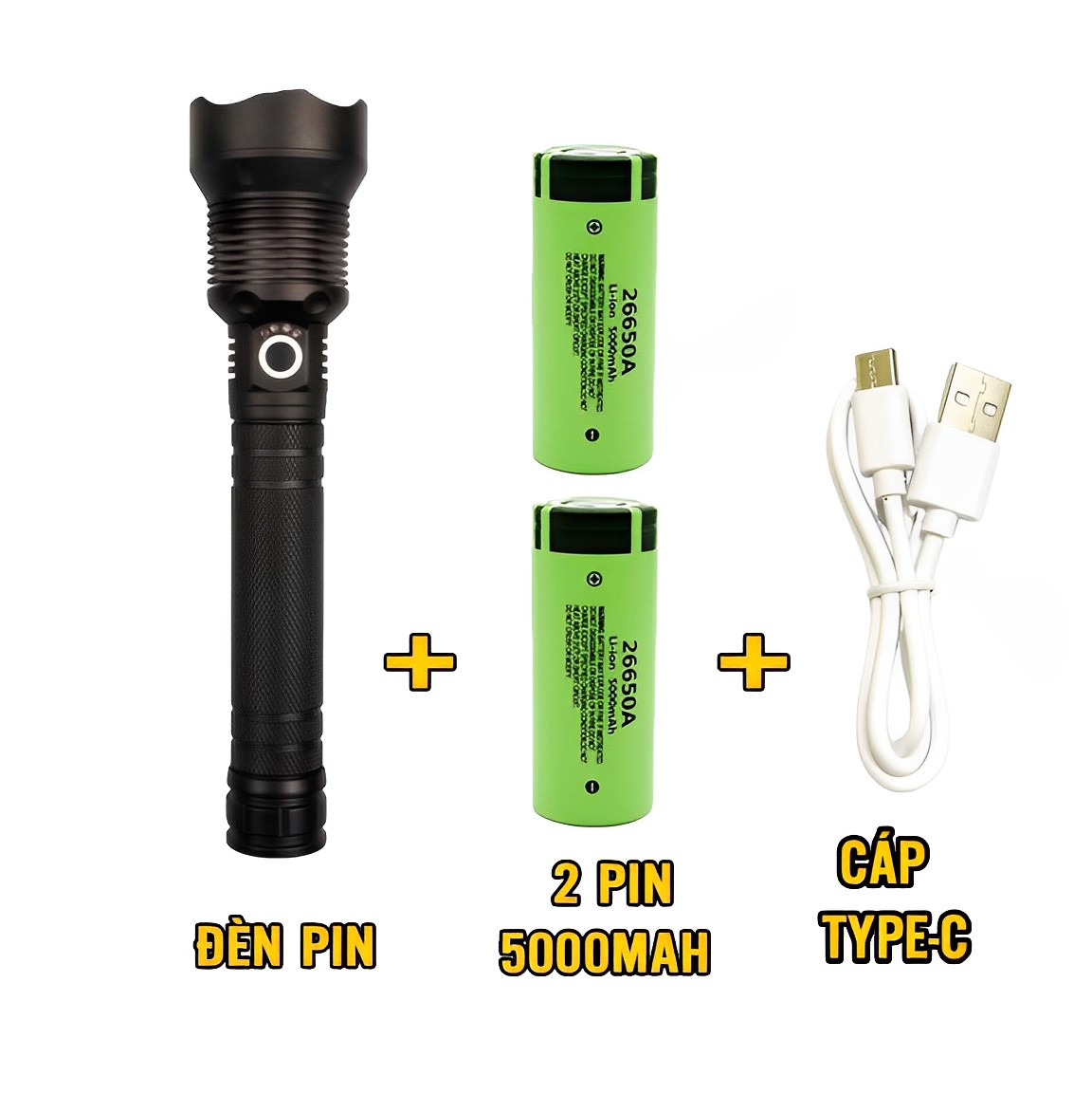 Đèn pin Siêu Sáng XHP70 pin Trâu cáp Type-C ( chuẩn loại 1 )