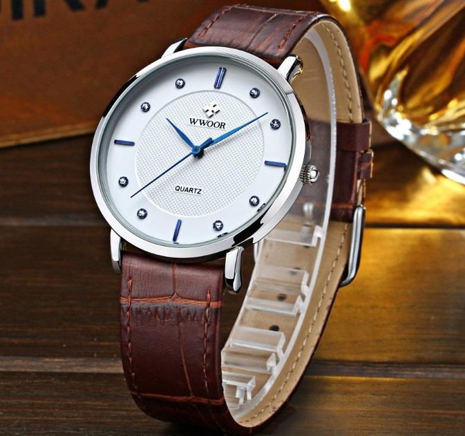 [HCM]Đồng hồ WWOOR nam dây da đẹp siêu mỏng 8011 (bh 12 tháng)