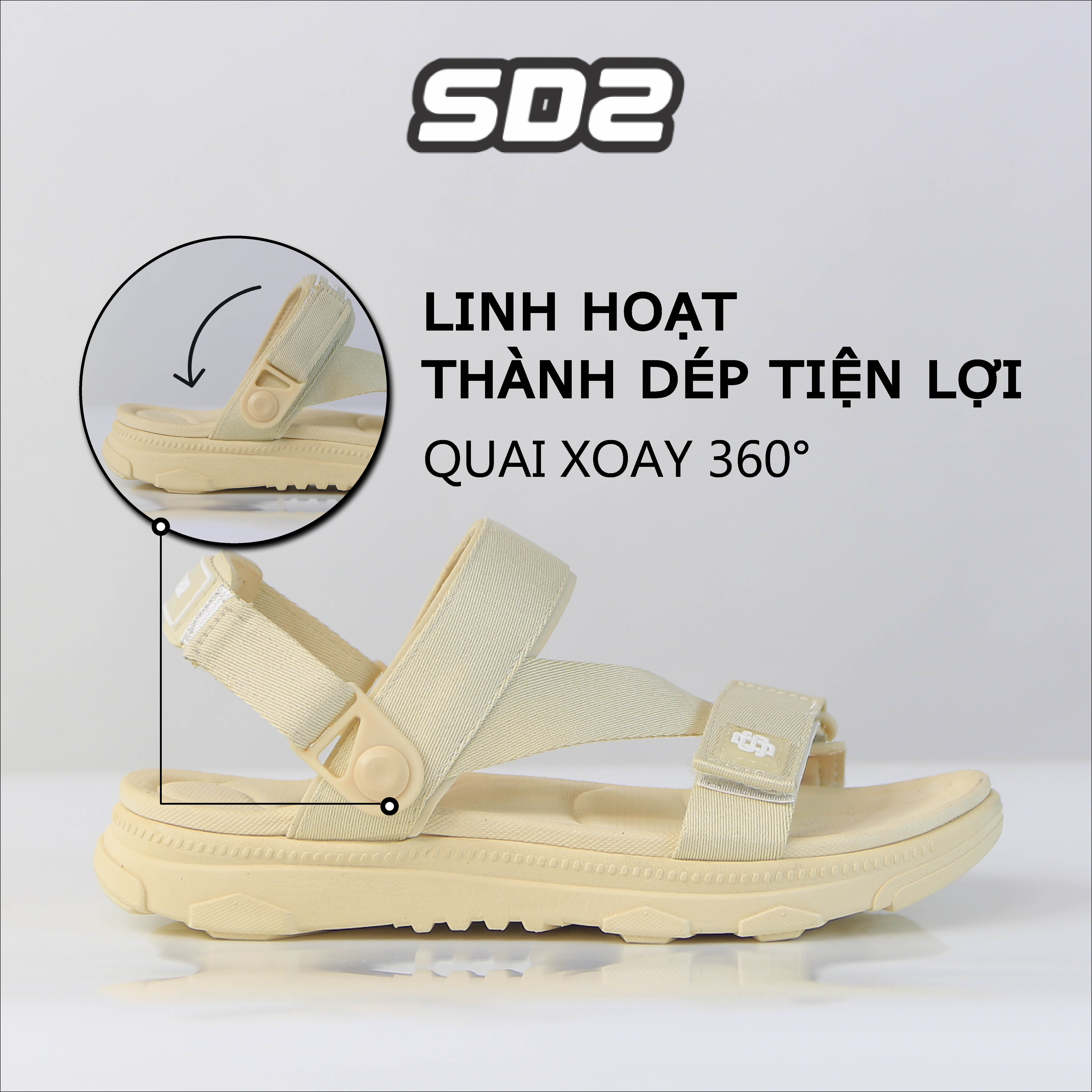 Giày Sandal SYNDER SD2 Màu Be Full [ kèm hộp + vớ ]