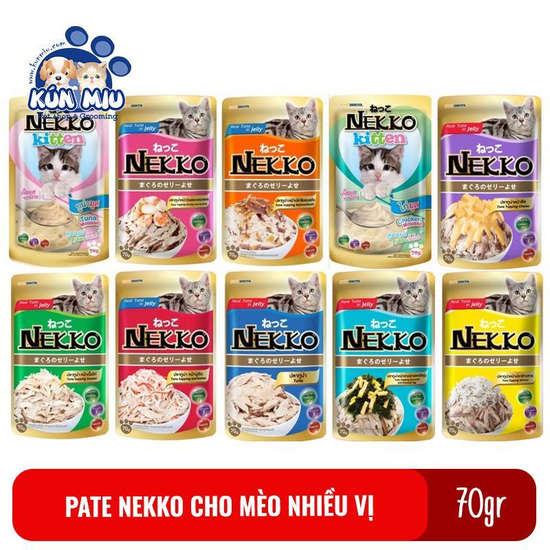 Thức ăn pate dinh dưỡng cho mèo Nekko gói 70gr các vị