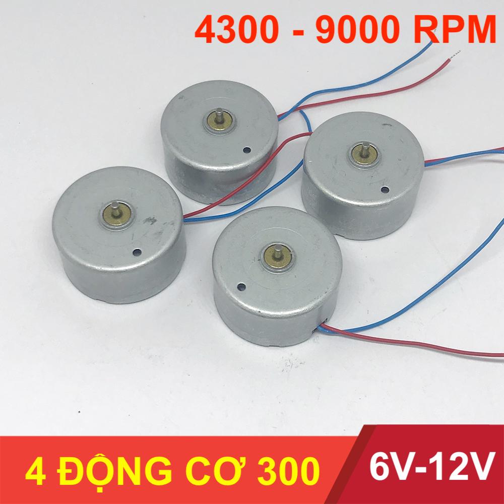 [HCM]Bộ 4 motor 300 điện áp 6V - 12V dòng điện siêu nhỏ cho thí nghiệm tốc độ 4300 - 9000 RPM - LK0152