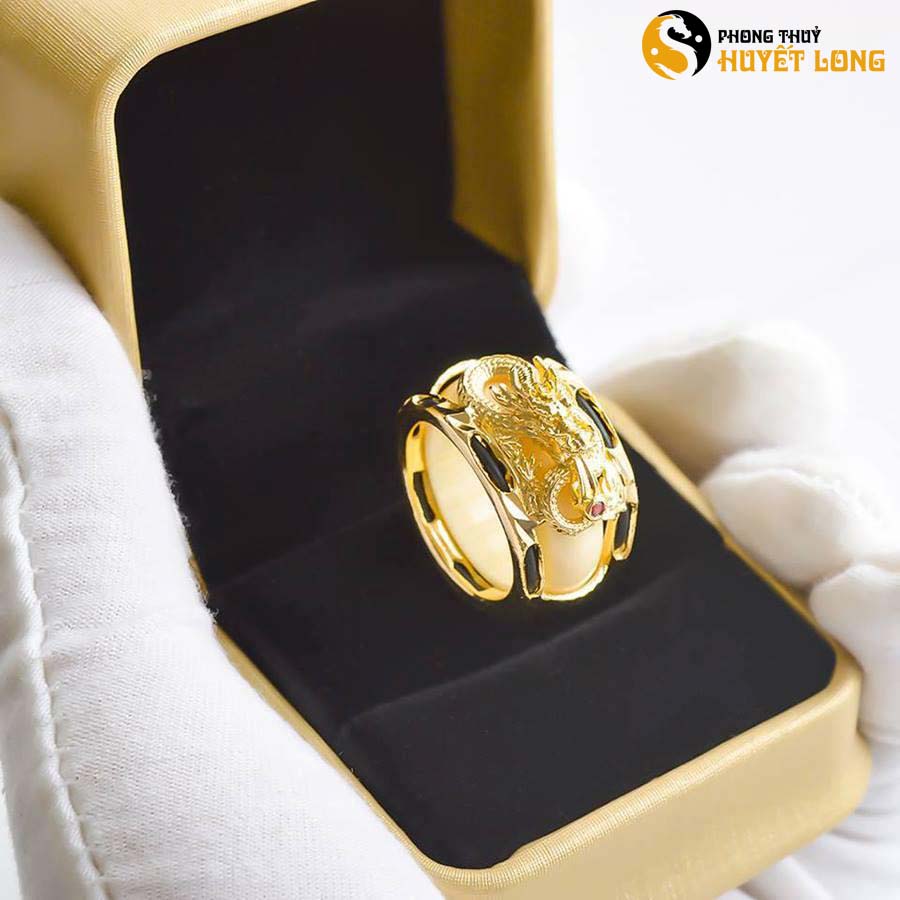 [Tặng vòng đá] Nhẫn Chạm Khắc Rồng- Nhẫn Đeo Tay Phong Thủy