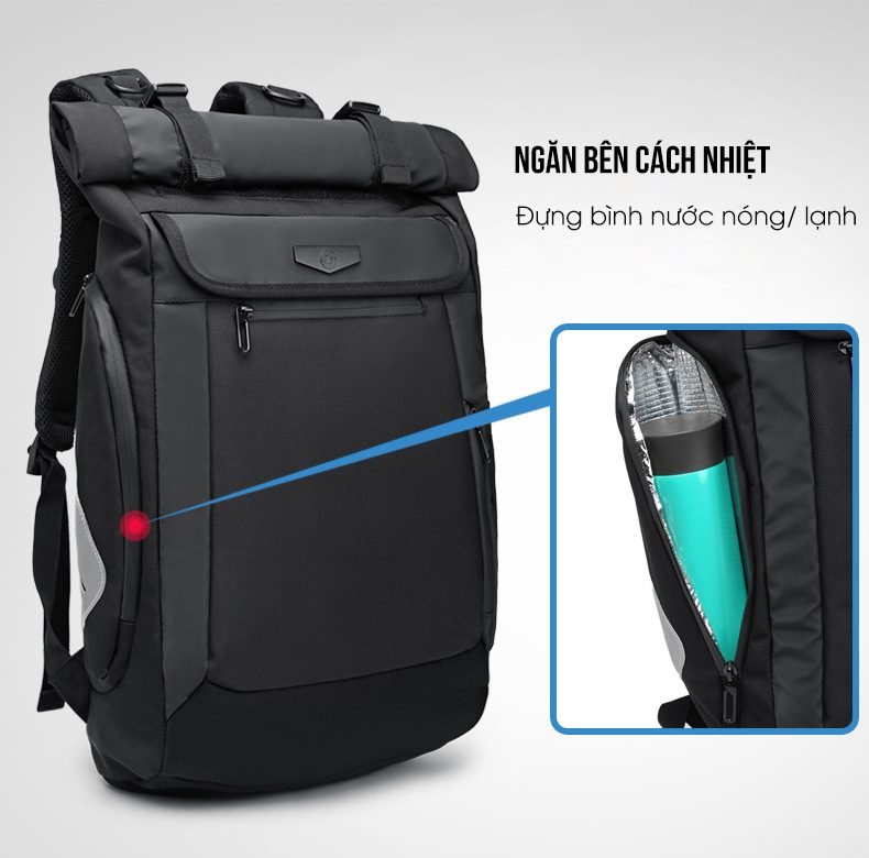 [BẢO HÀNH 5 NĂM]  Ba lô Rolltop chống nước thông minh cao cấp – OZUKO ROLLTOP