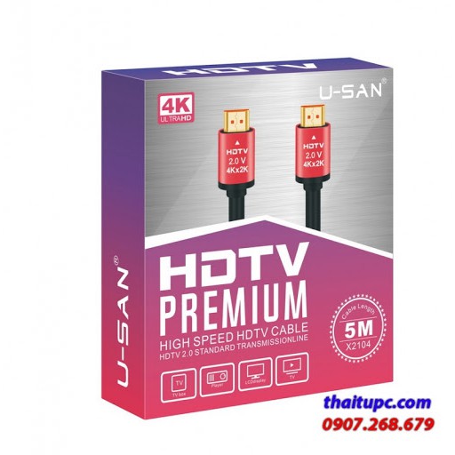 Cáp hdmi dài 5m u-san x2104 chuẩn 2.0 hỗ trợ ethernet 3d 4k 60mhz