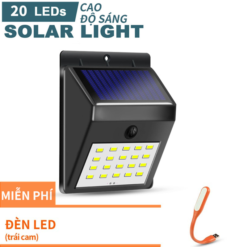 (Miễn phí Đèn led USB mini) Đèn năng lượng mặt trời Solar 20 LED siêu sáng