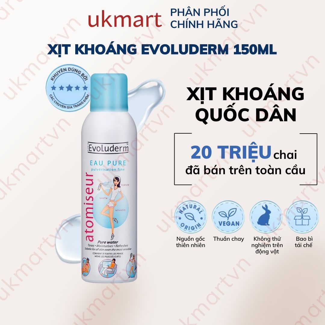Xịt khoáng dưỡng ẩm, làm dịu và bảo vệ da Evoluderm Atomiseur Eau Pure 50ml - 150ml - 400ml
