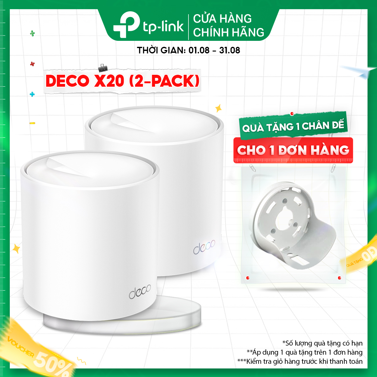 [Trả góp 0%]Bộ Phát Wifi Mesh TP-Link Deco X20 Wifi 6 AX1800 (2-pack)