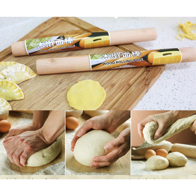 [HCM]Cây Cán Lăn Bột Gỗ Làm Bánh 28cm