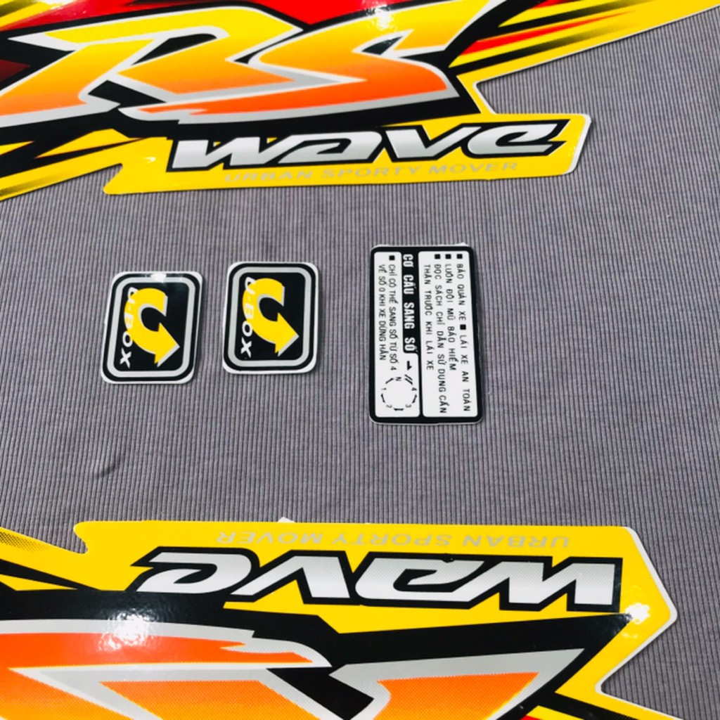 Trọn bộ tem rời dán xe máy Honda Wave RS màu vàng