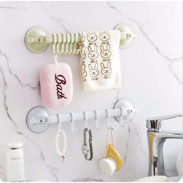 Combo 2 Thanh treo, giá treo, móc treo phòng tắm khăn, quần áo, đồ dùng nhà bếp gắn tường hút chân không