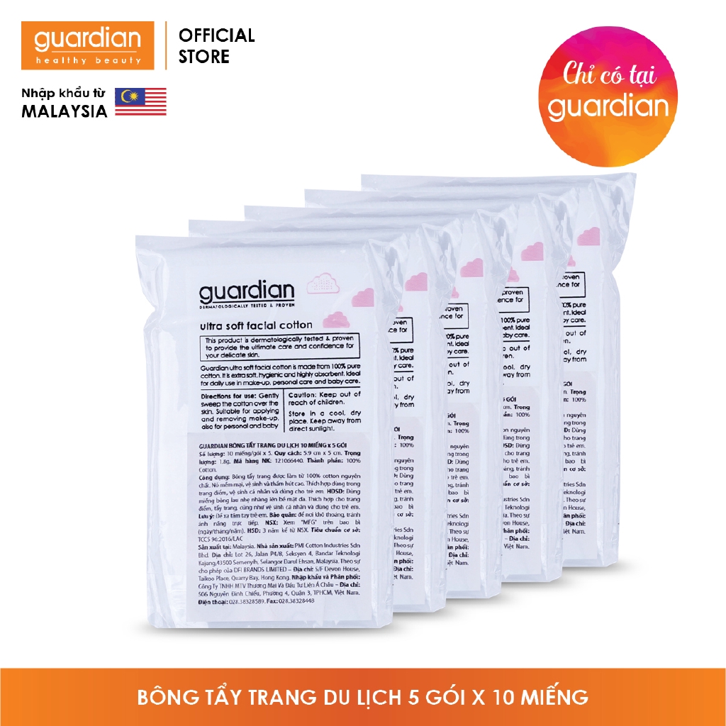 [Take-out] Bông tẩy trang du lịch Guardian (10 miếng x 5 gói)
