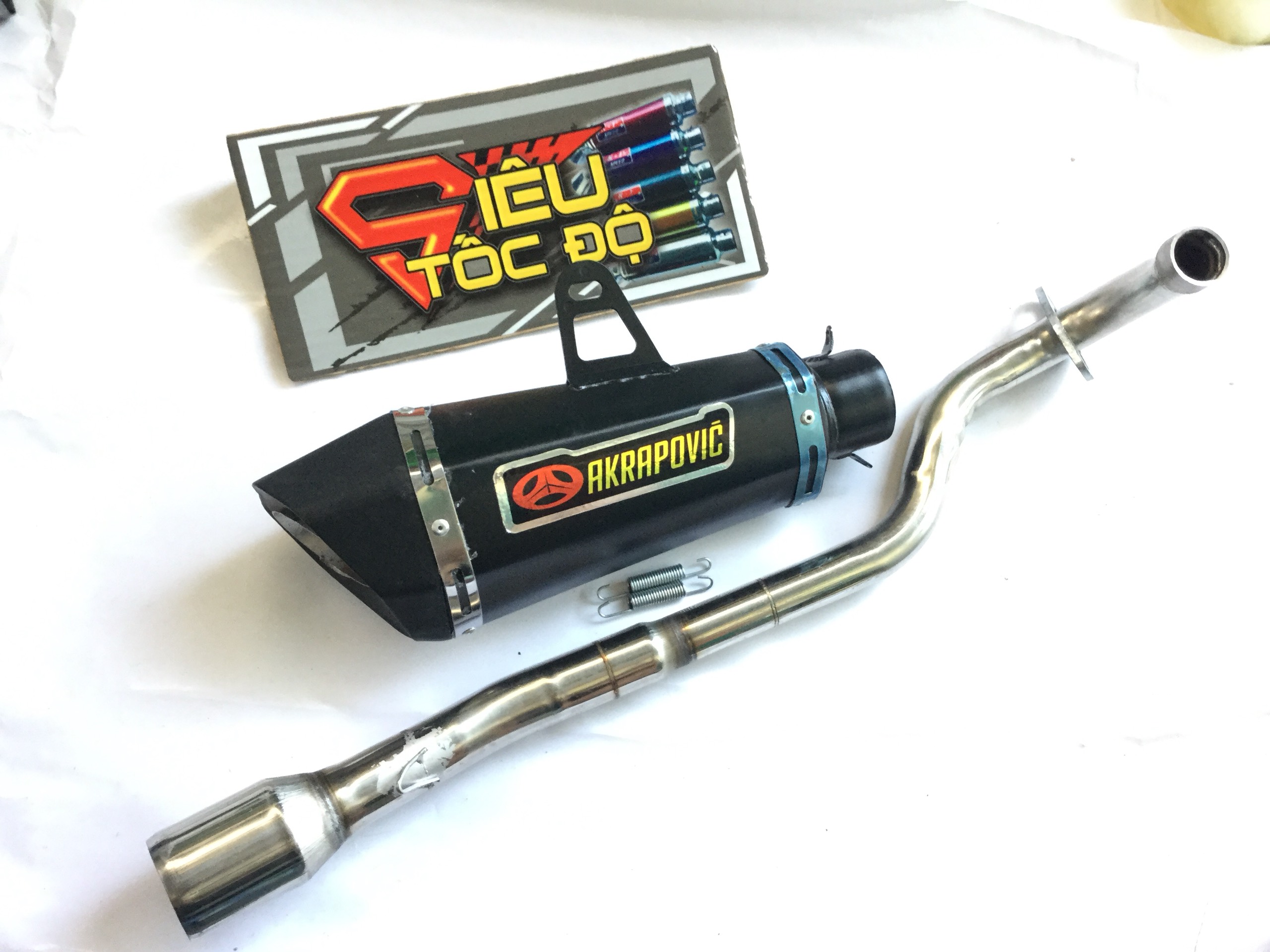 Combo pô akapovic đen bao gồm cả cổ pô độ cho xe wave blade, wave s, wave rs, wave rsx, wave alpha 110