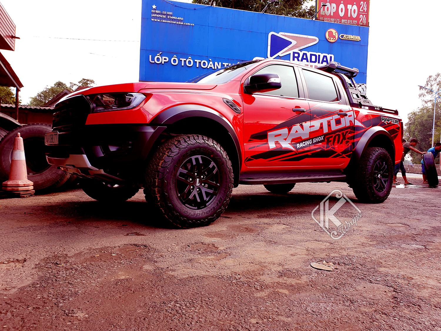 Tem dán sườn xe Ford Raptor (RED)