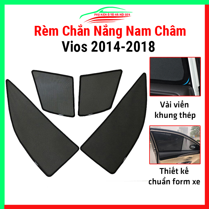 Bộ rèm che nắng ô tô nam châm theo xe Toyota Vios 2014-2018 chắn nắng tốt, lắp đặt đơn giản, tiện lợi