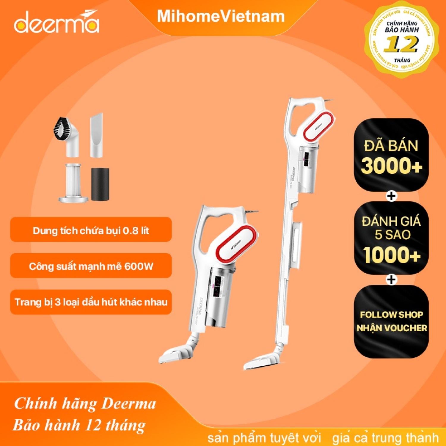 [Mã 158FMCGSALE giảm 7% đơn 500K] Máy Hút Bụi Cầm Tay DEERMA DX700|DX700S