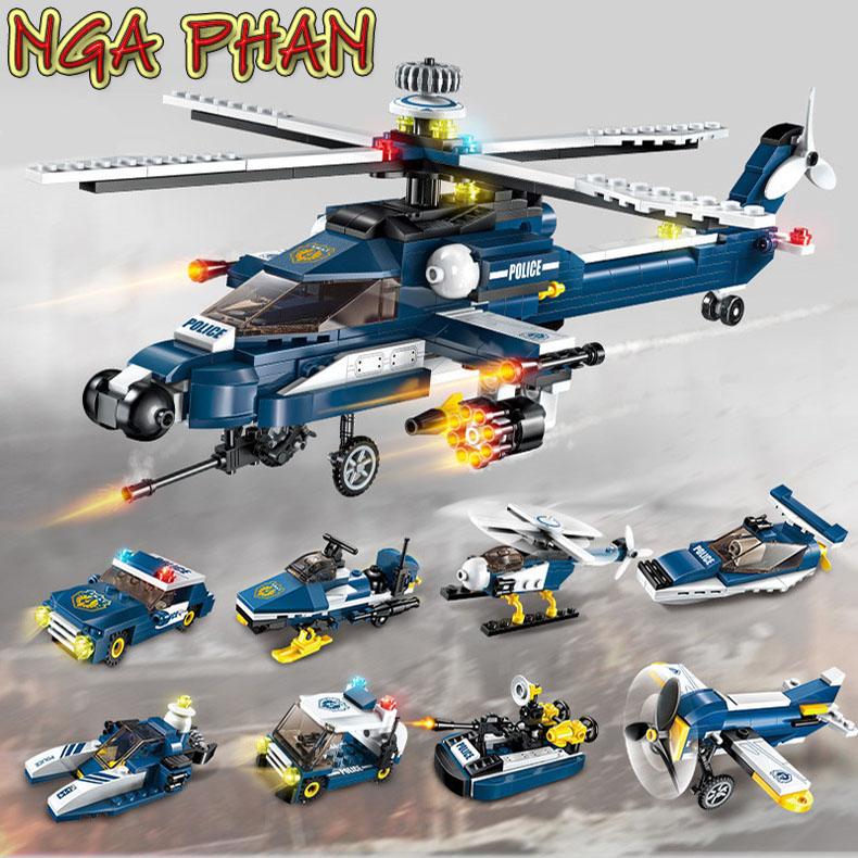 Siêu trực thăng 381 chi tiết 8 trong 1 lego enlighten qman đồ chơi xếp hình lắp ráp