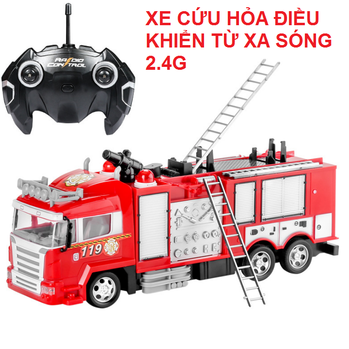 Xe ô tô cứu hỏa điều khiển từ xa đồ chơi trẻ em Xe chữa cháy phun nước thật
