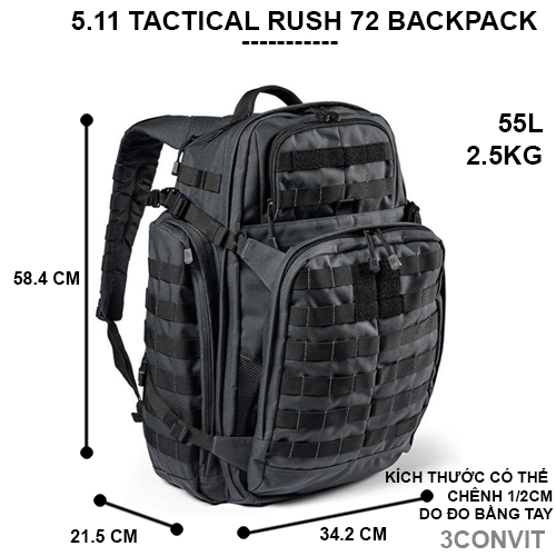 Balo laptop chiến thuật 5.11 rush 72