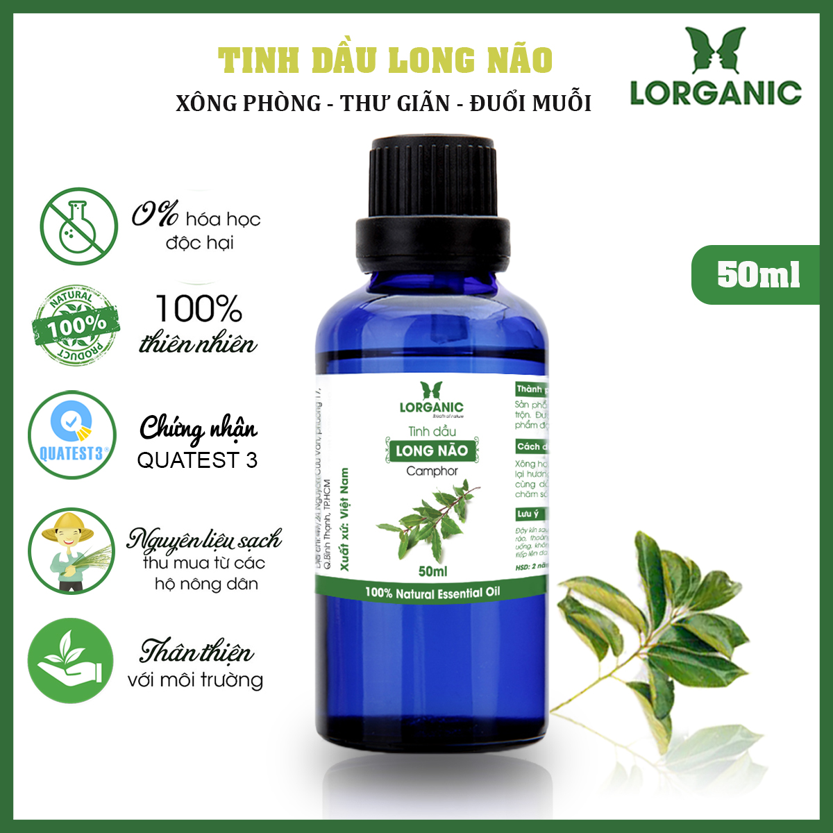 [HCM]Tinh dầu long não Lorganic Camphor 10ml, 50ml