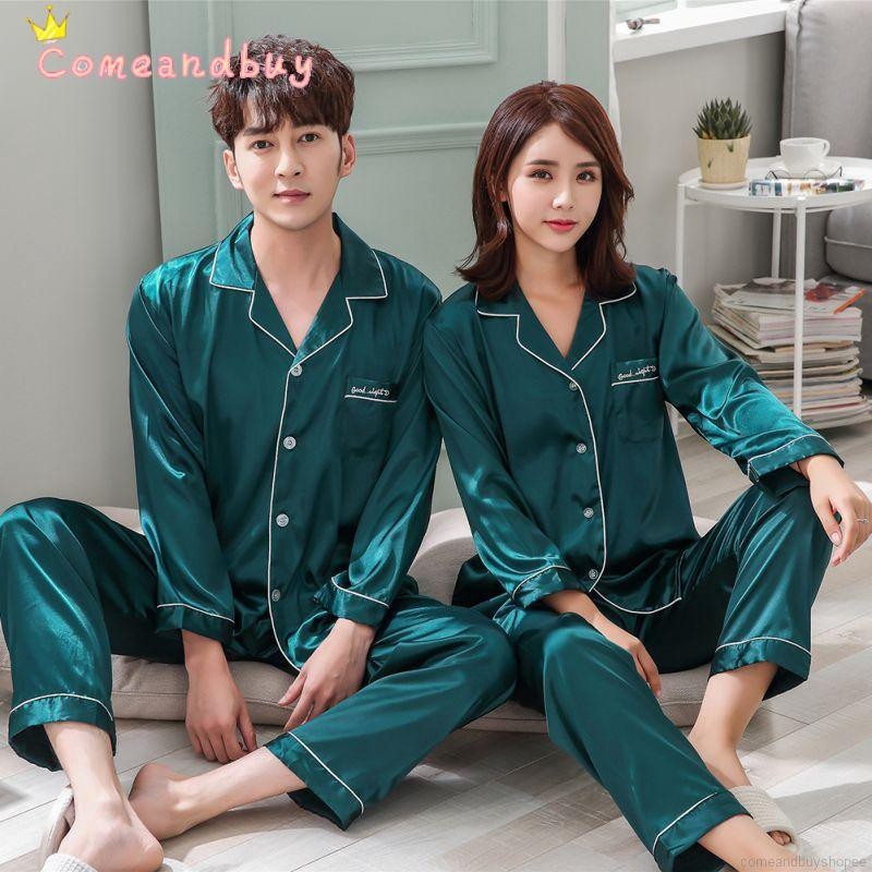 Đồ ngủ lụa mỏng tay dài cho cặp đôi HOT ●9/16✌