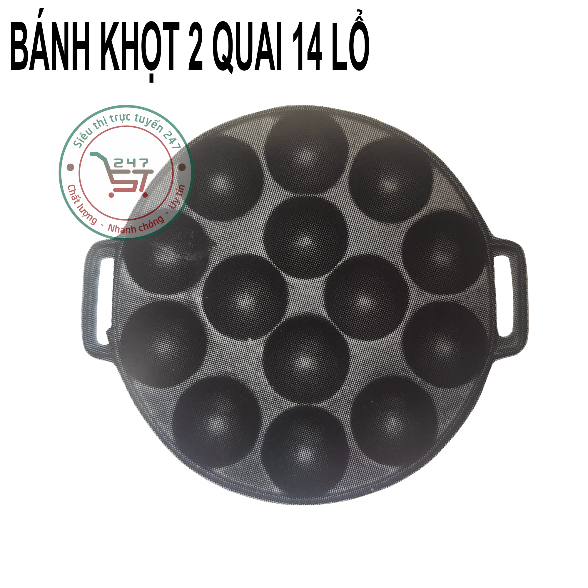 Khuôn đổ bánh khọt Nhật Takoyaki 14 lổ 2 quai chống dính Khuôn đổ bánh khọt sử dụng trên nhiều loại bếp tiện dụng