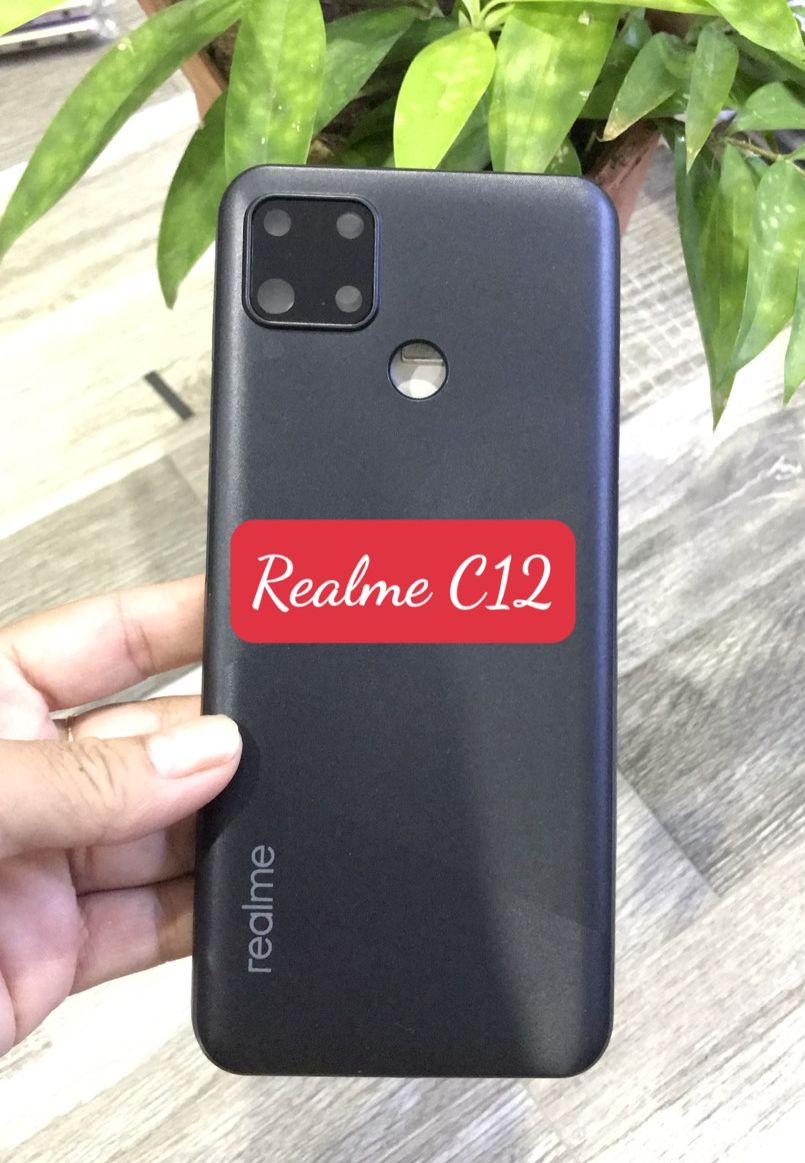 Bộ xương vỏ Realme C12 (bộ gồm lưng,sườn ,phím bấm,kính camera)