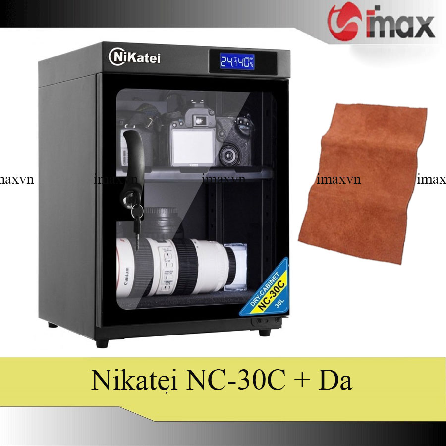 Tủ chống ẩm Nikatei NC-30C GOLD (30 lít) + Da cừu lau len ( Da thật)