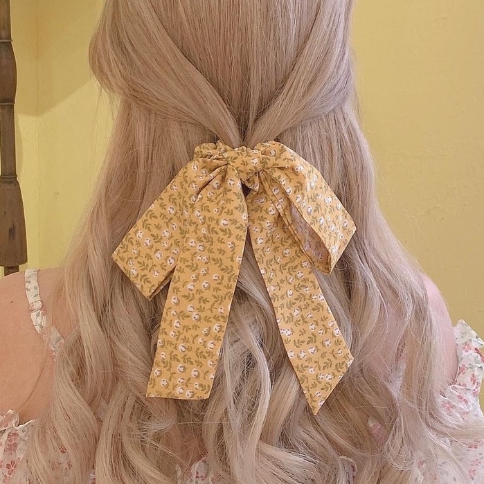 Cột tóc vải nơ hoa Ribbon Scrunchie The little Bownie