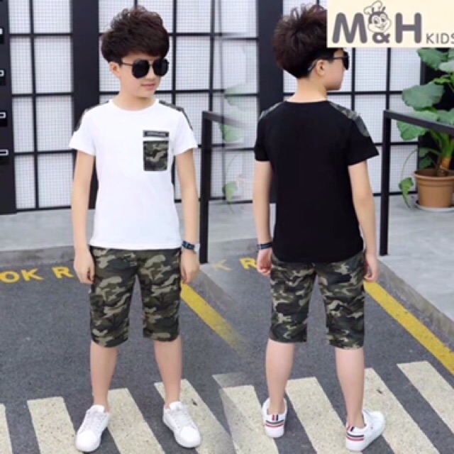 Bộ cộc tay rằn ri quần lửng size 15-30kg