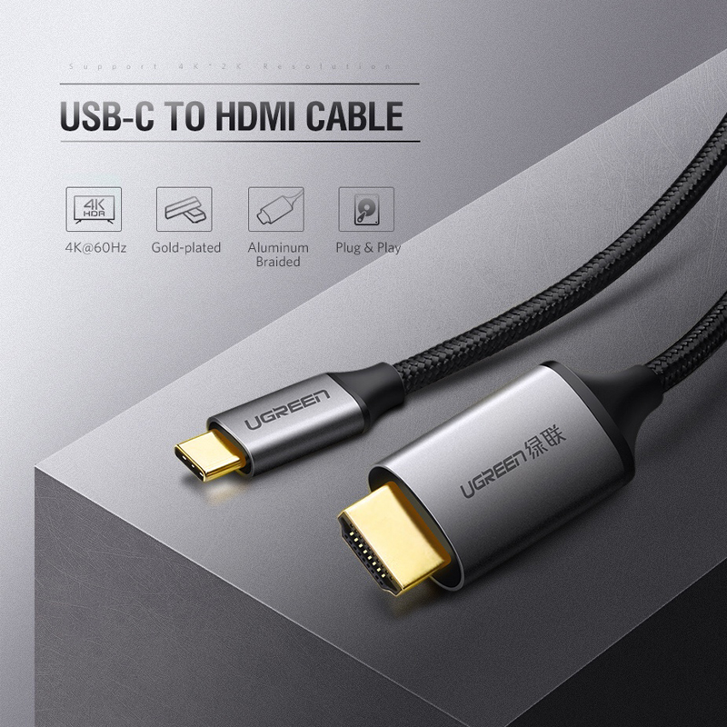 Cáp USB Type C to HDMI Ugreen 50570 dài 1,5m hỗ trợ 3D, 4K