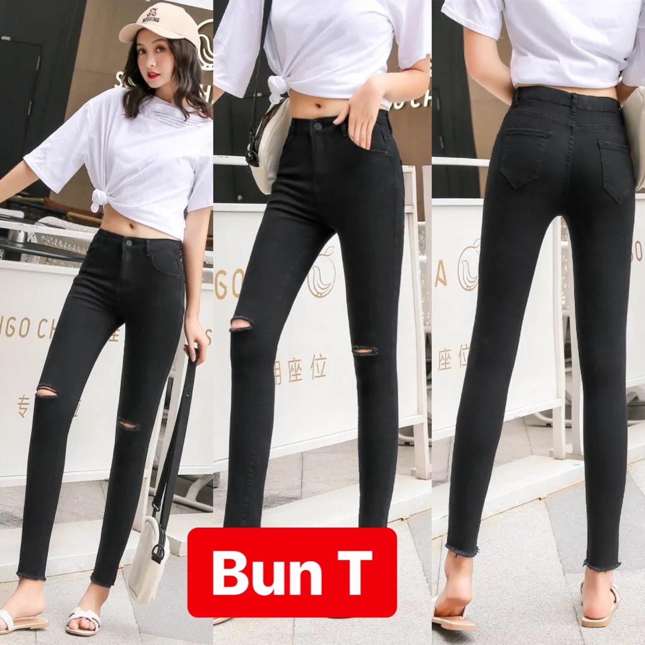 QUẦN JEAN NỮ CHẤT BÒ ĐEN RÁCH GỐI LƯNG CAO NÂNG MÔNG NHẬT BẢN HOKAIDO T&T-19 - TRANG BUN FASHION