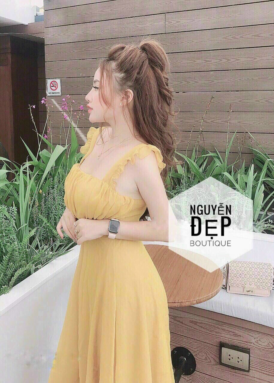 Đầm voan nhún bèo cao cấp thời trang