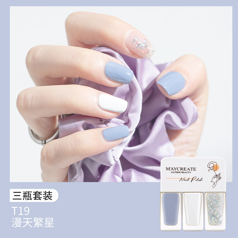 Set sơn móng tay lột 3 chai Maycreate Nail Polish, Bộ sơn móng tay nhũ 3 chai nội địa Trung gốc nước có thể lột được - BUMSTORE