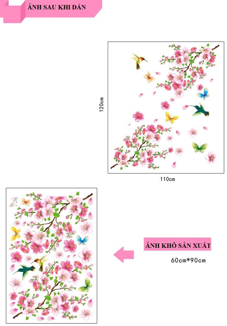 Decal dán tường Hoa đào chim én- H68-flowerdecal-Scenedecal