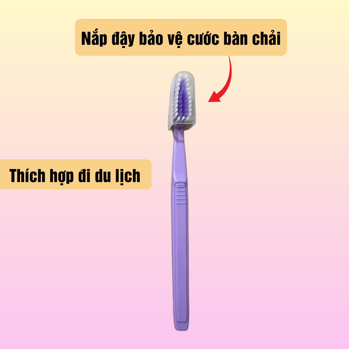 Combo 5 cây bàn chải đánh răng Happy có nắp đậy.