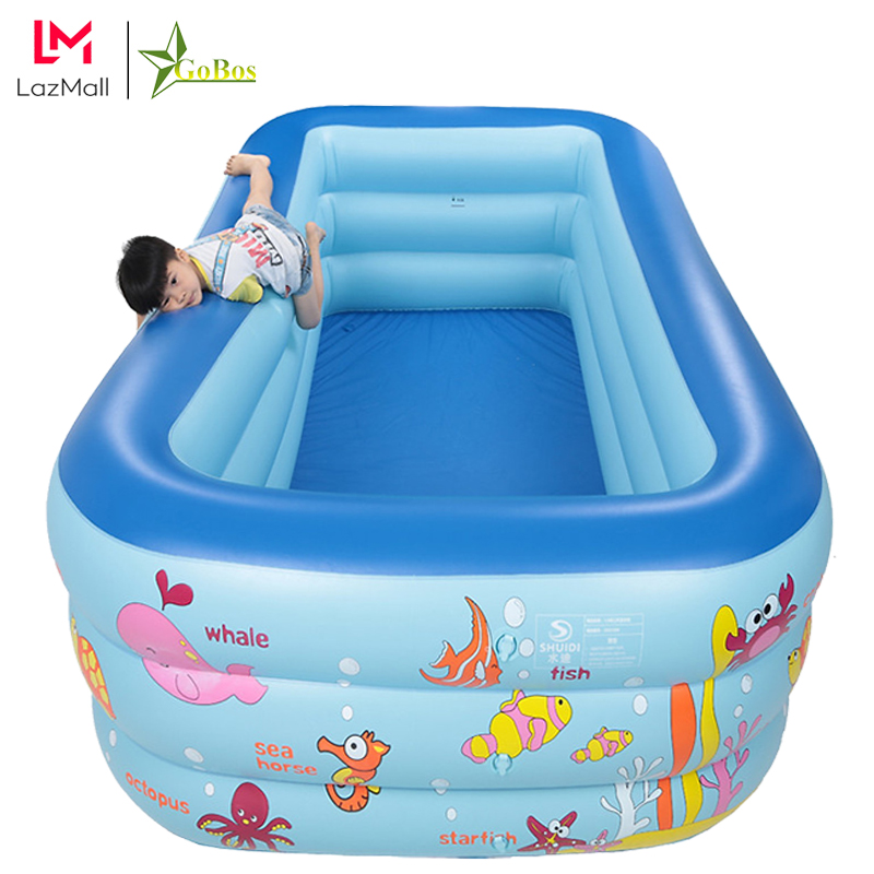 Bể Bơi Phao Cho Bé Gobos 3 Tầng Hình Chữ Nhật 180x140x60 Cm Loại Dày